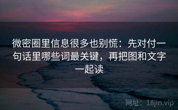 微密圈里信息很多也别慌：先对付一句话里哪些词最关键，再把图和文字一起读
